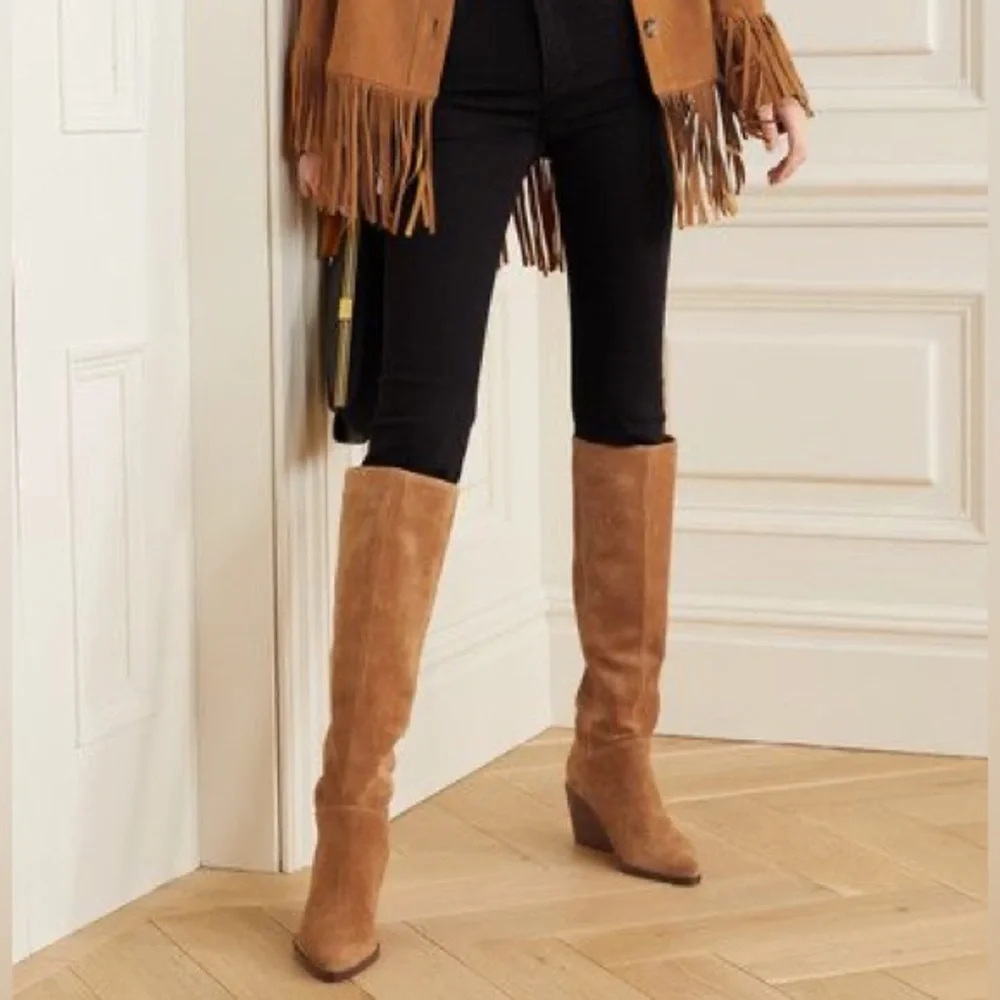 VINCE Marlow Tall Wedge Knee High Suede Boots Size7.5